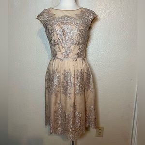 Kay Unger Gold and nude stitched dress